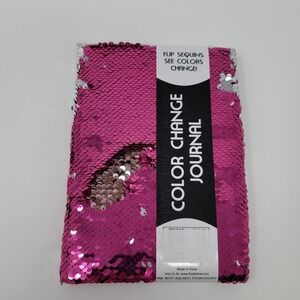 Flip Sequin Color Change Journal Diary Pink Silver Lined‎ Notebook 80 Sheets